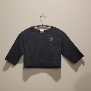 Gymshark Women's Black half sleeve crop top